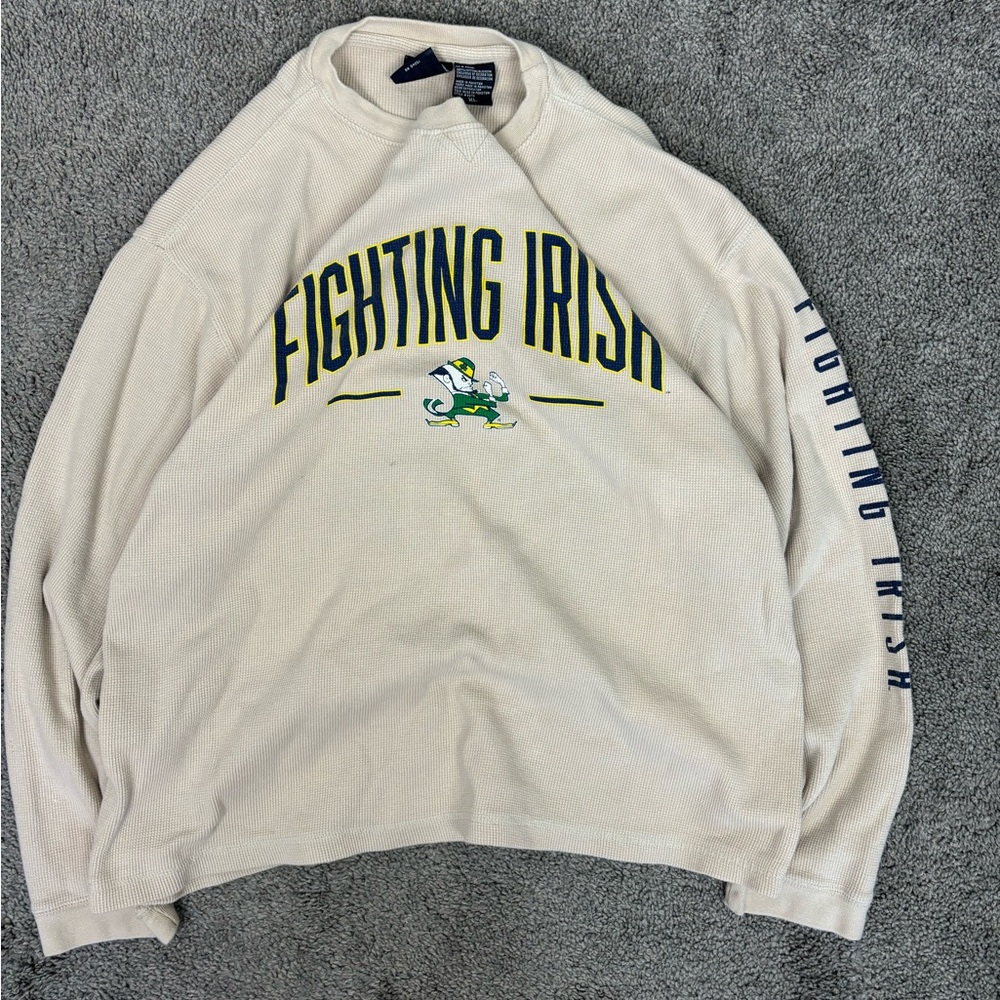 Vintage tan notre dame fighting irish‎ waffle knit pullover